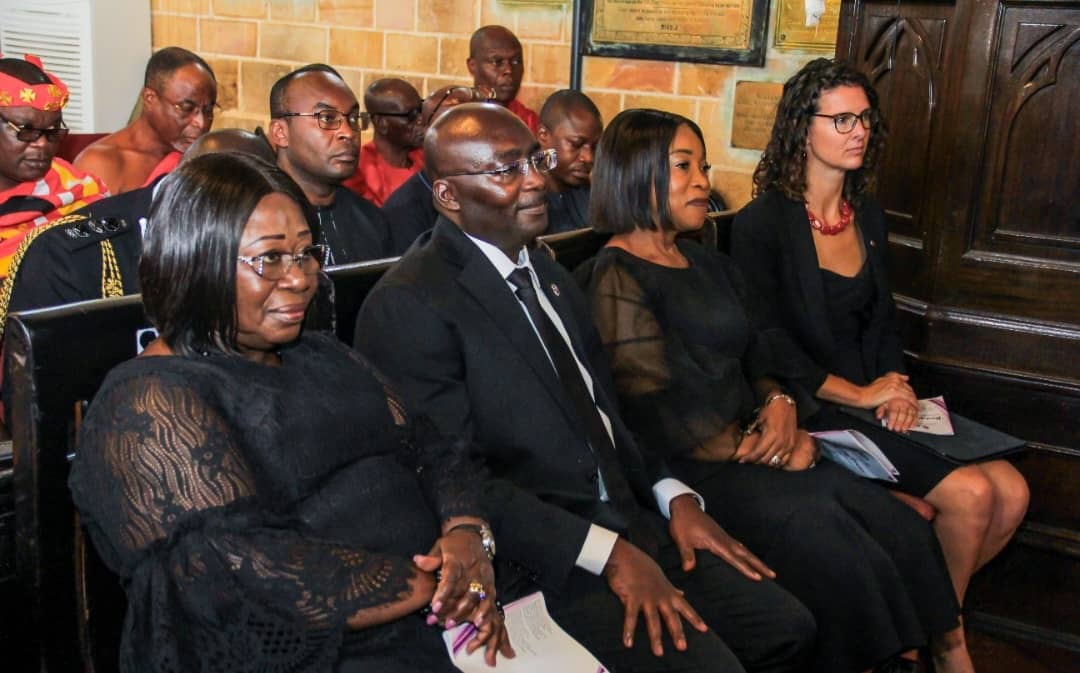 Vice President Dr. Mahamudu Bawumia seated between the Chief of Staff Madam Frema Opare and the Foreign Affairs Minister Shirley Ayokor Botchwey